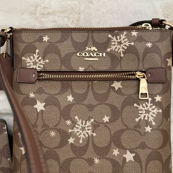 Coach Snowflake File Crossbody Bag & Matching slim wallet SET - Picture 2 of 7